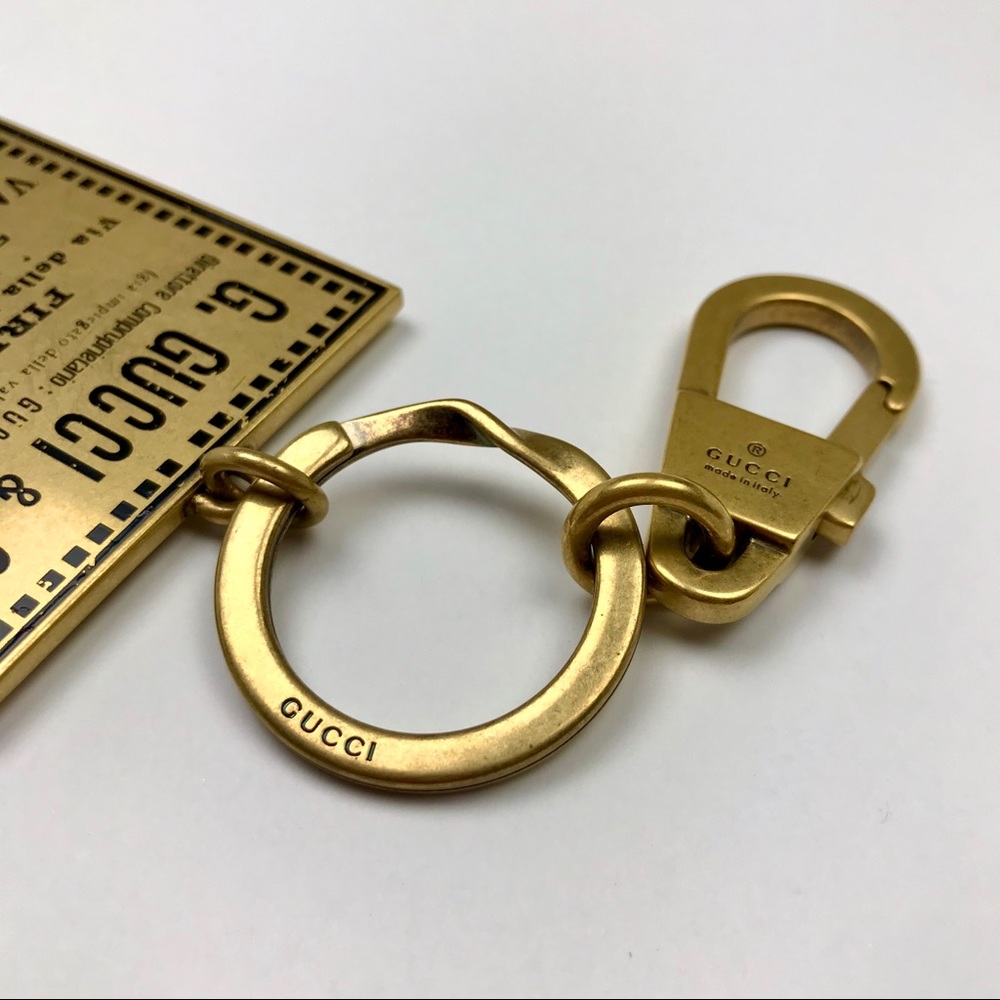 GUCCI Brass Logo Store Plaque Keychain Bag Charm Luxury Rare Christmas Porsche - Picture 4 of 8